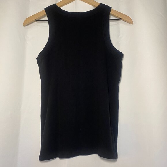 Loft Scoop Neck Sleeveless Black Tank Fitted Womens L Ribbed Knit Layering EUC - Picture 2 of 8